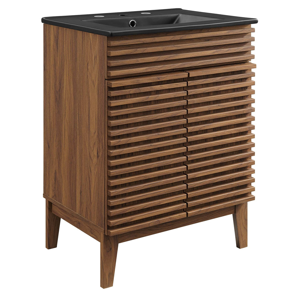 Rendu meuble-lavabo avec vasque noire incluse