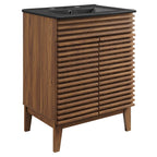 Rendu meuble-lavabo avec vasque noire incluse