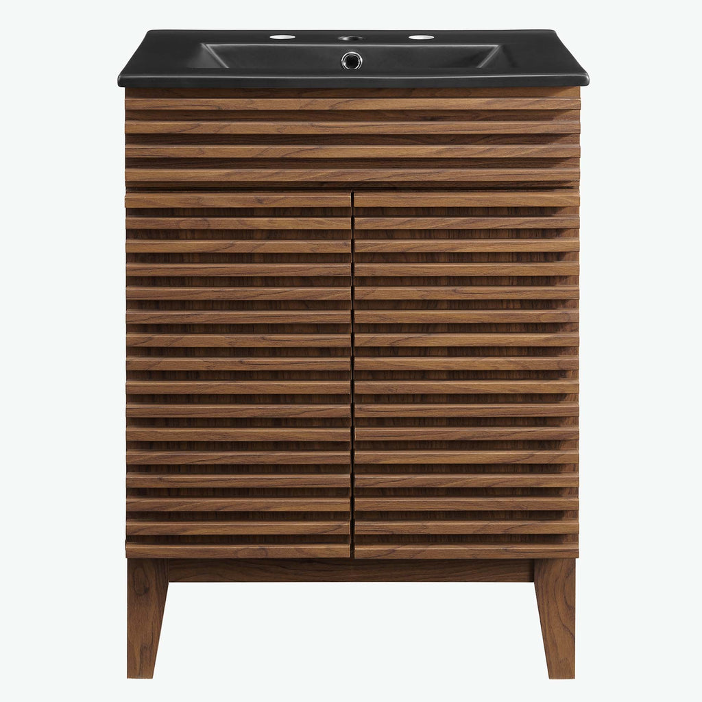 Rendu meuble-lavabo avec vasque noire incluse