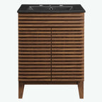 Rendu meuble-lavabo avec vasque noire incluse