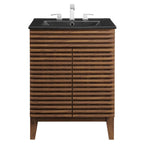 Rendu meuble-lavabo avec vasque noire incluse