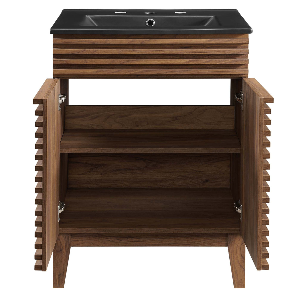 Rendu meuble-lavabo avec vasque noire incluse