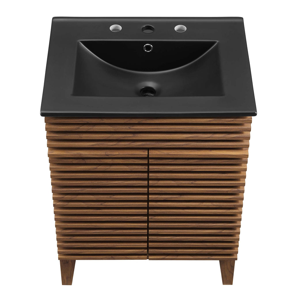Rendu meuble-lavabo avec vasque noire incluse
