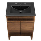 Rendu meuble-lavabo avec vasque noire incluse
