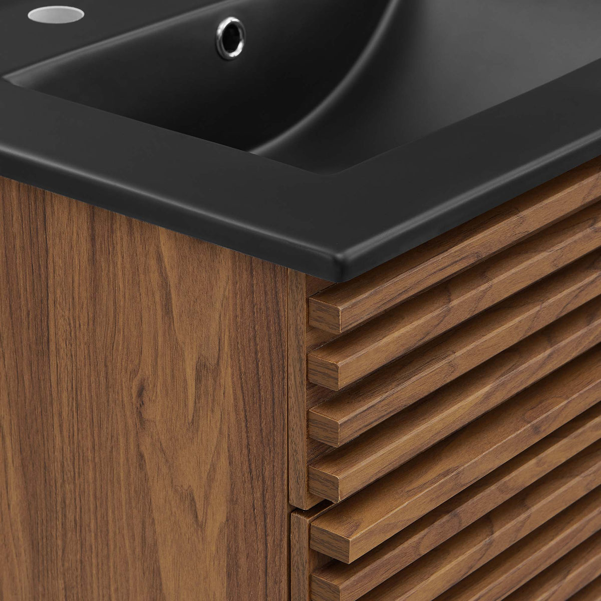 Rendu meuble-lavabo avec vasque noire incluse