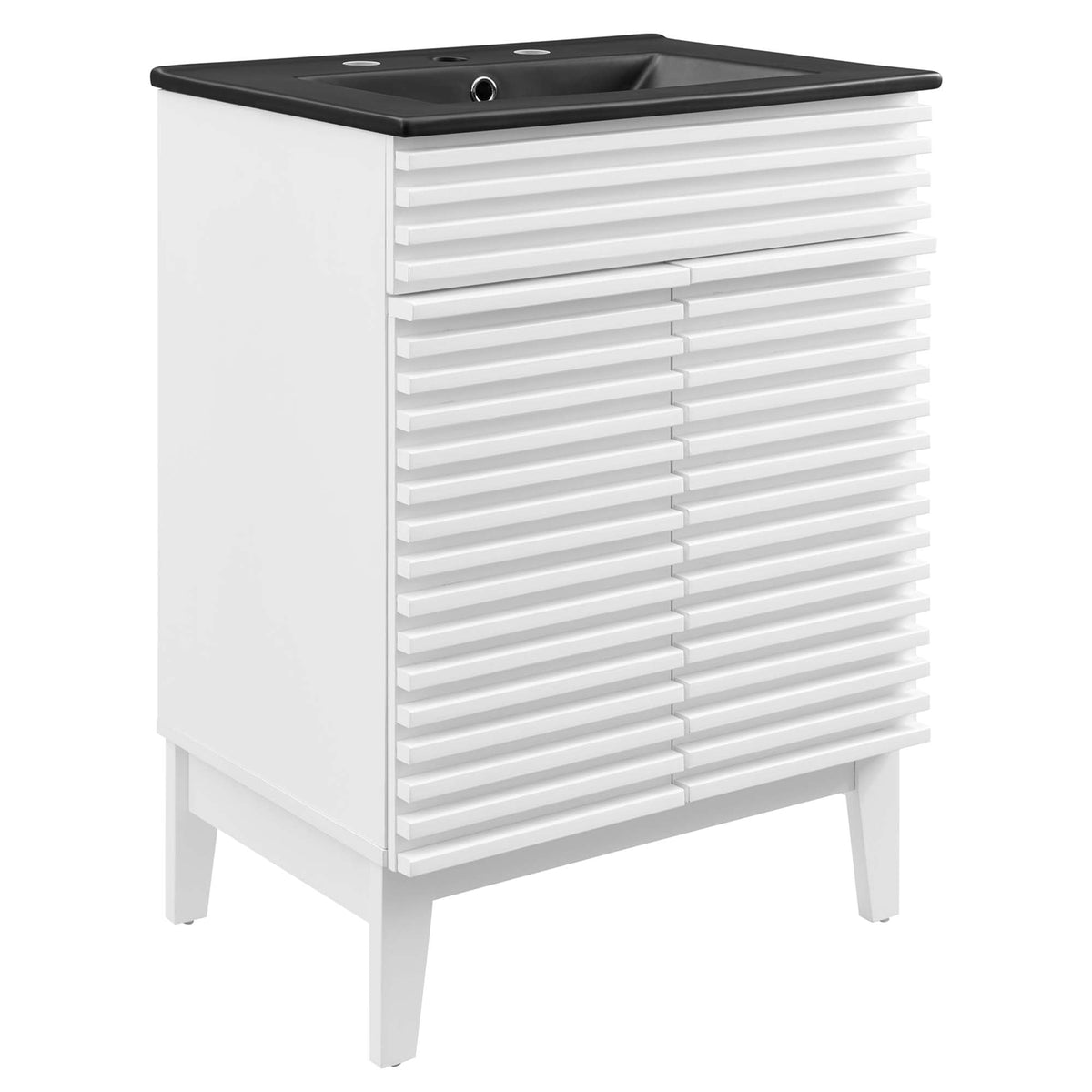 Rendu meuble-lavabo avec vasque noire incluse