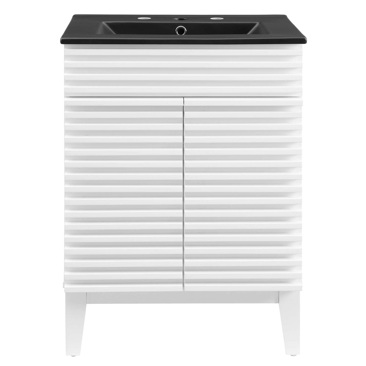 Rendu meuble-lavabo avec vasque noire incluse