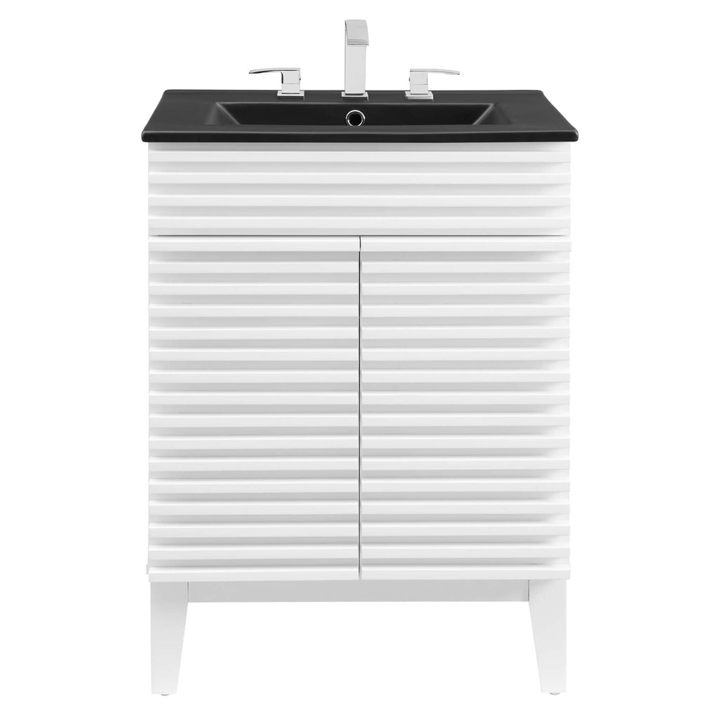 Rendu meuble-lavabo avec vasque noire incluse