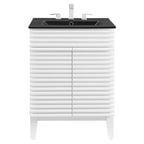 Rendu meuble-lavabo avec vasque noire incluse