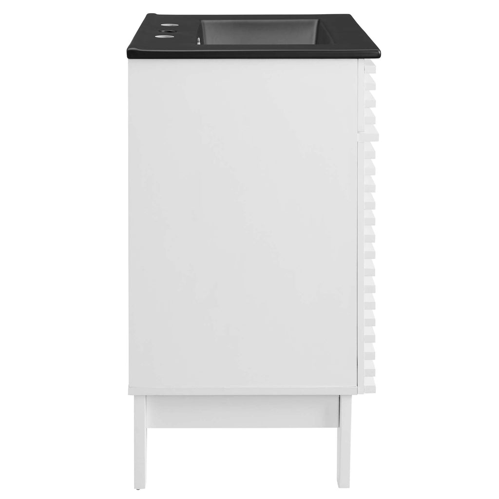Rendu meuble-lavabo avec vasque noire incluse