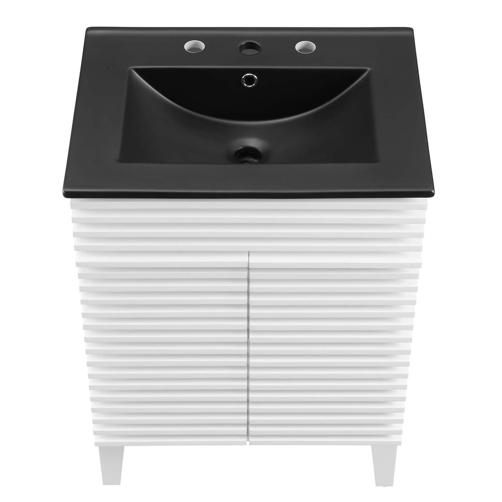Rendu meuble-lavabo avec vasque noire incluse