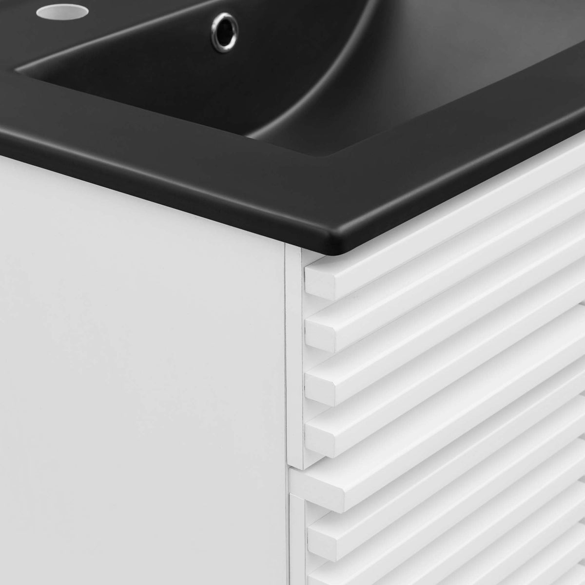 Rendu meuble-lavabo avec vasque noire incluse