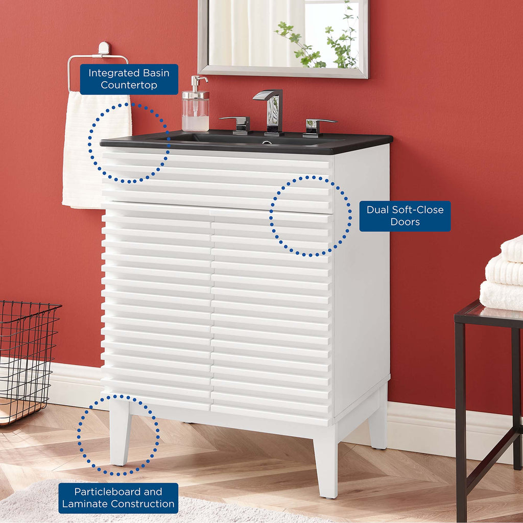 Rendu meuble-lavabo avec vasque noire incluse
