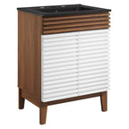 Rendu meuble-lavabo avec vasque noire incluse