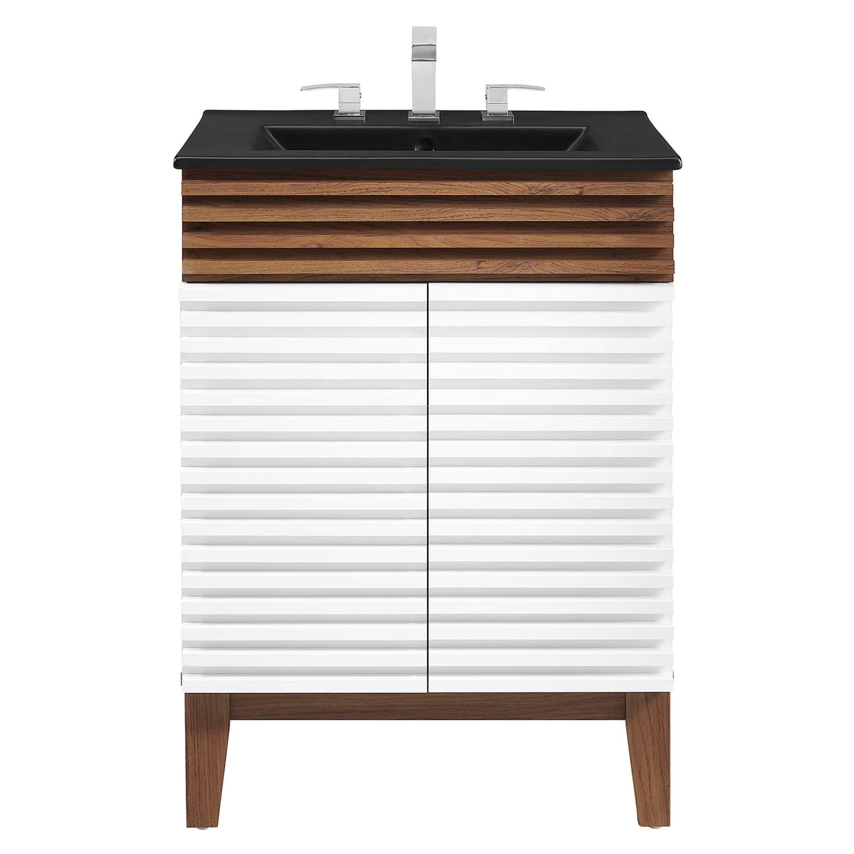 Rendu meuble-lavabo avec vasque noire incluse
