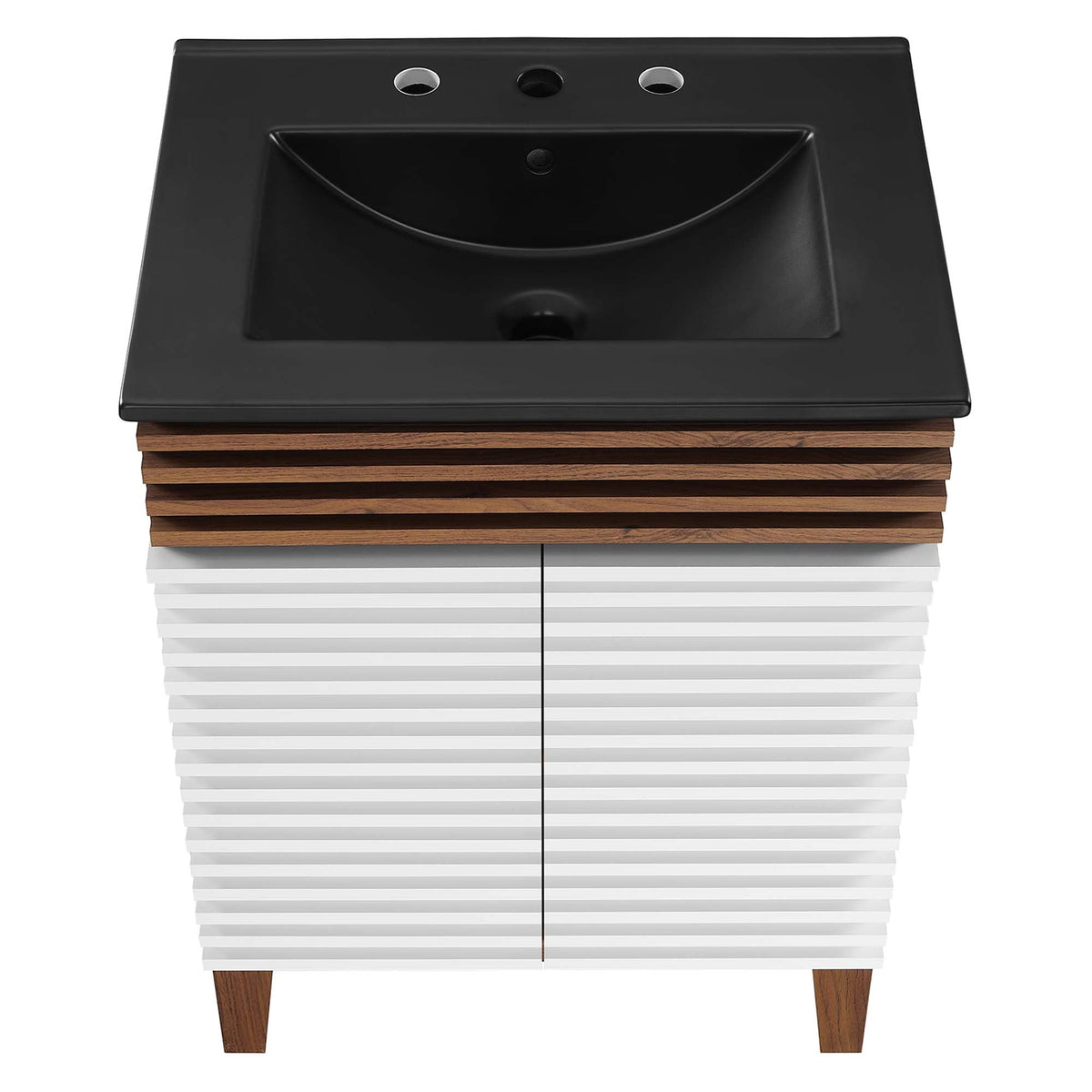 Rendu meuble-lavabo avec vasque noire incluse