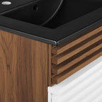 Rendu meuble-lavabo avec vasque noire incluse