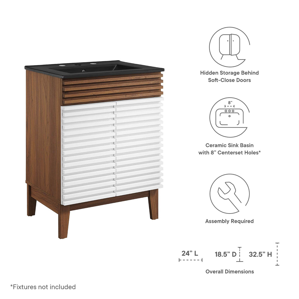 Rendu meuble-lavabo avec vasque noire incluse