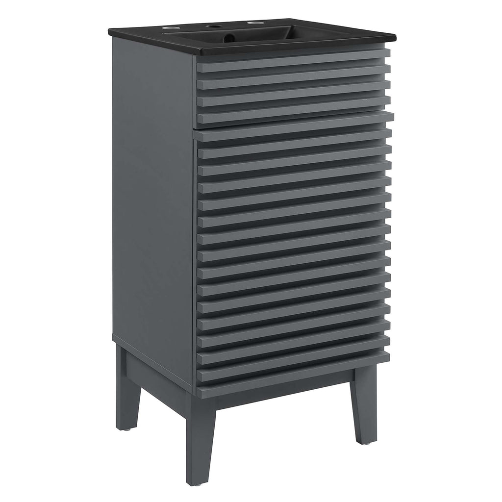 Rendu meuble-lavabo avec vasque noire incluse