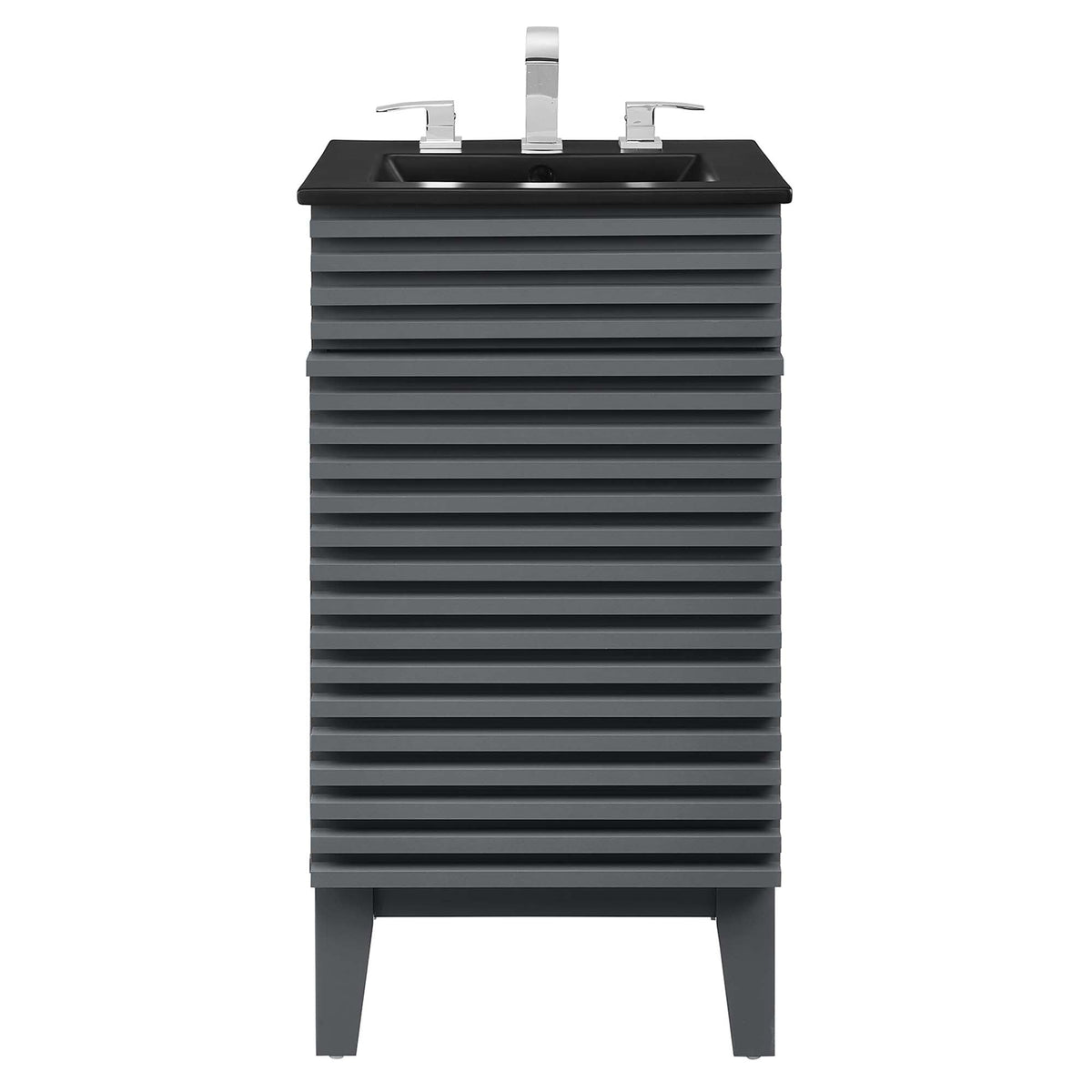 Rendu meuble-lavabo avec vasque noire incluse