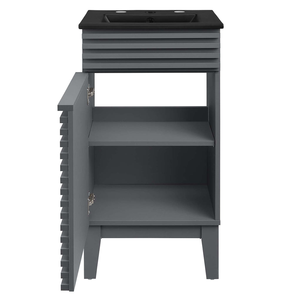 Rendu meuble-lavabo avec vasque noire incluse