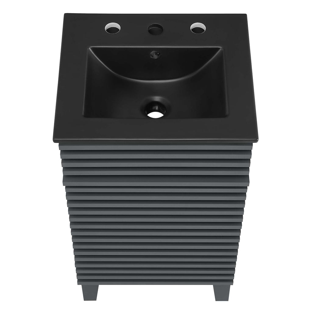 Rendu meuble-lavabo avec vasque noire incluse