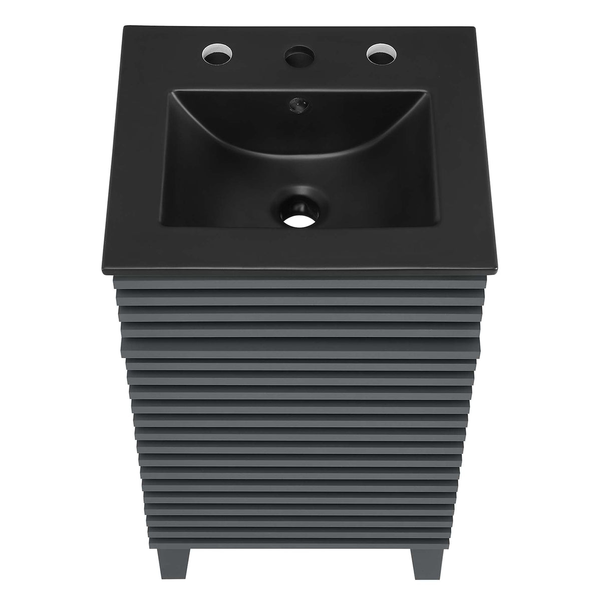 Rendu meuble-lavabo avec vasque noire incluse