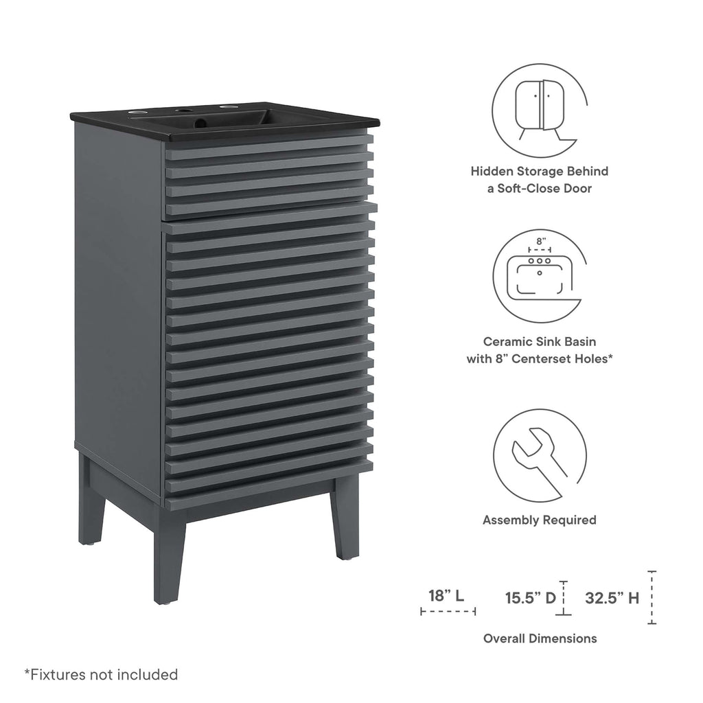 Rendu meuble-lavabo avec vasque noire incluse