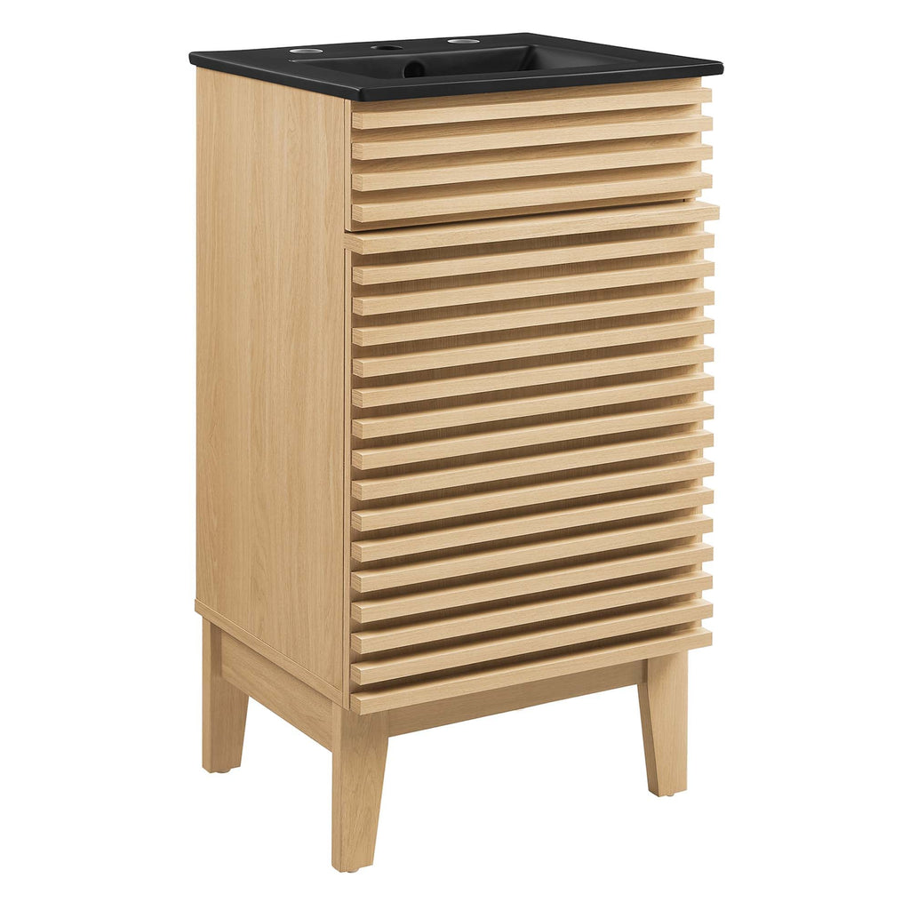 Rendu meuble-lavabo avec vasque noire incluse