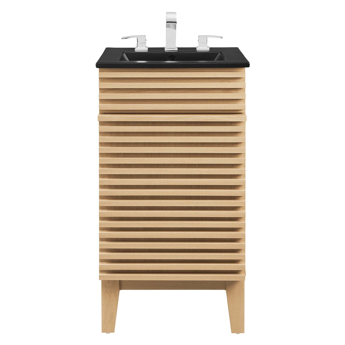 Rendu meuble-lavabo avec vasque noire incluse
