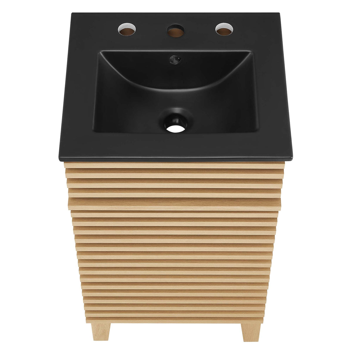 Rendu meuble-lavabo avec vasque noire incluse