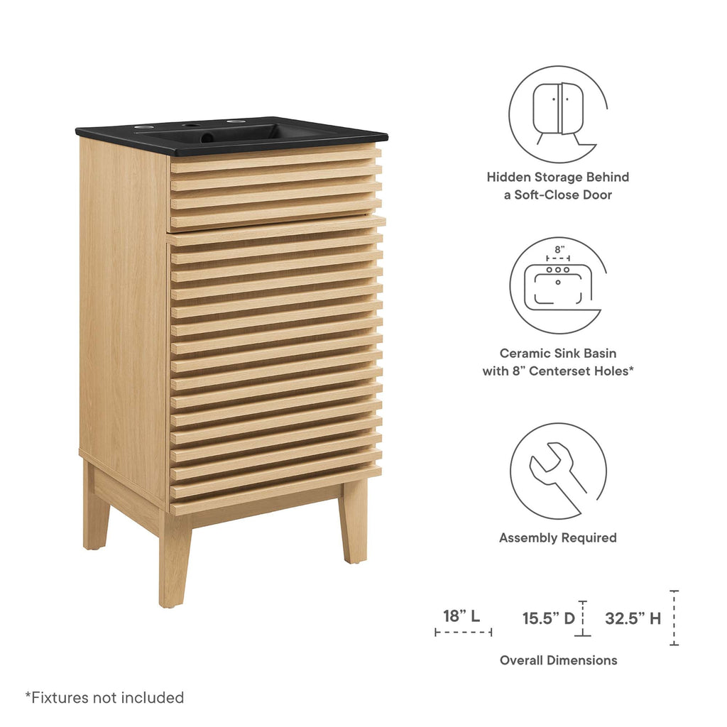 Rendu meuble-lavabo avec vasque noire incluse