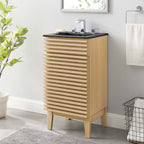 Rendu meuble-lavabo avec vasque noire incluse