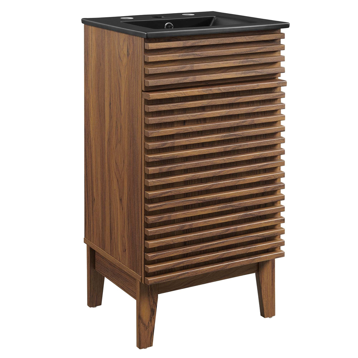 Rendu meuble-lavabo avec vasque noire incluse
