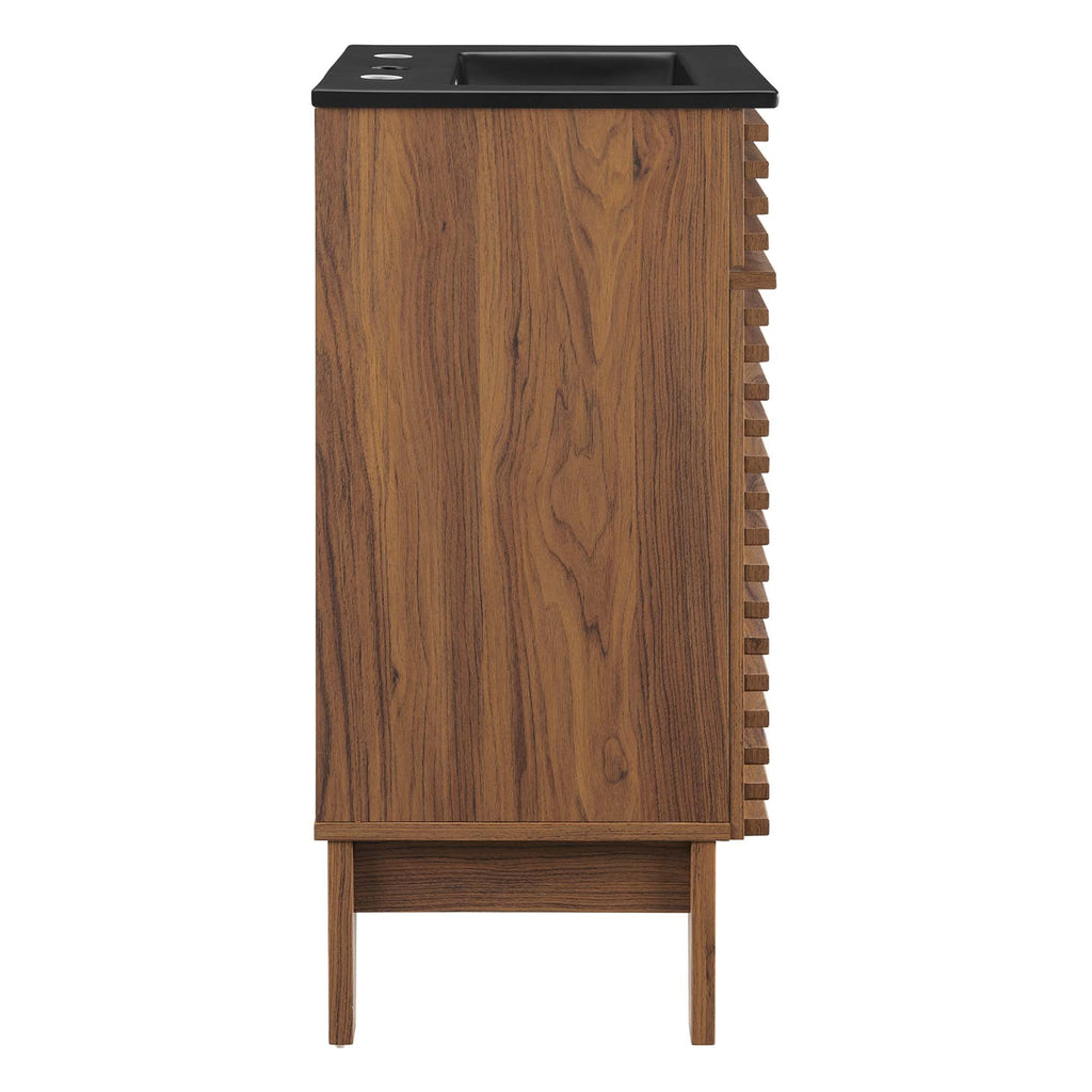 Rendu meuble-lavabo avec vasque noire incluse