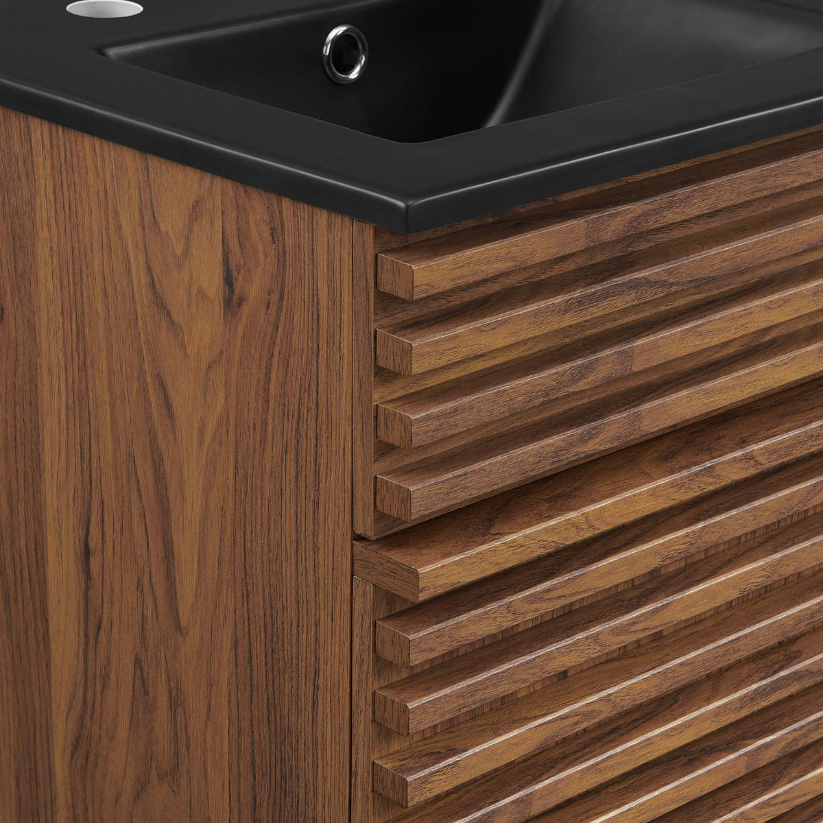 Rendu meuble-lavabo avec vasque noire incluse