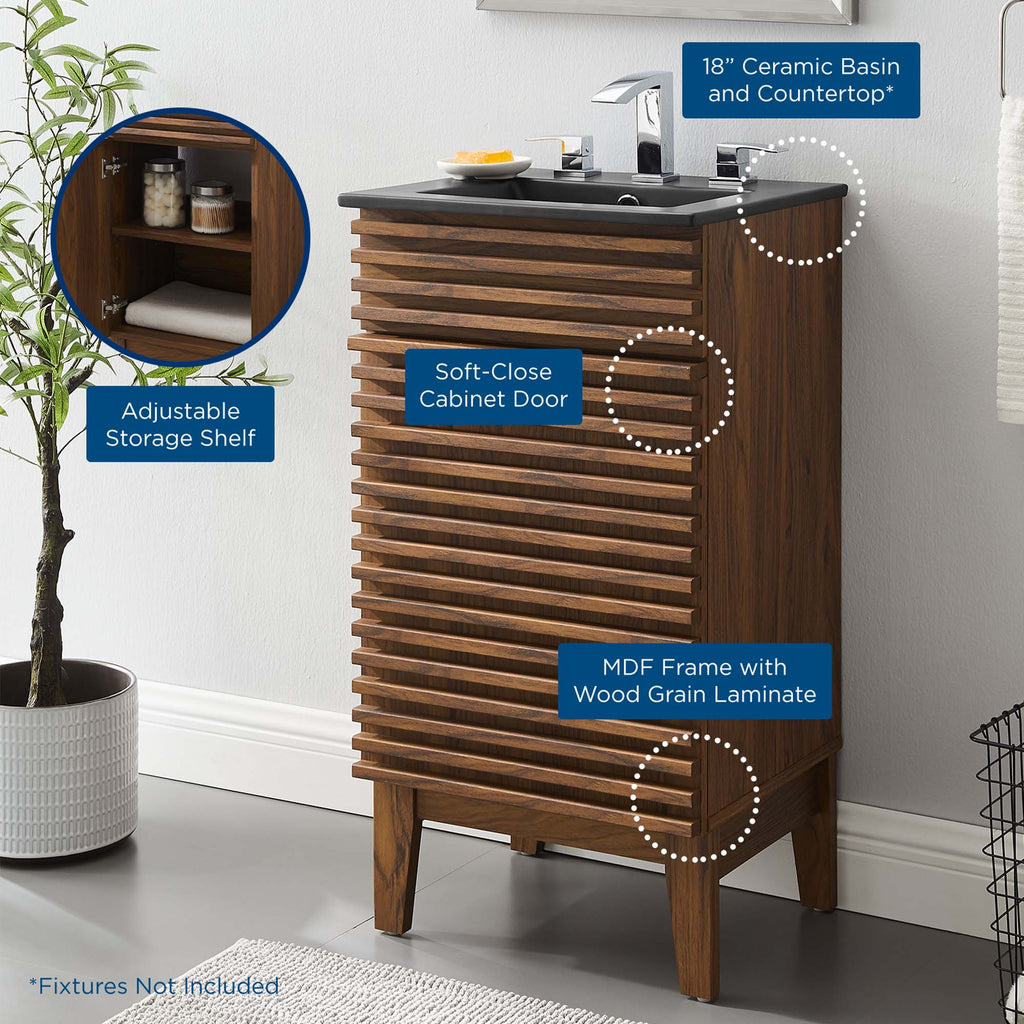 Rendu meuble-lavabo avec vasque noire incluse
