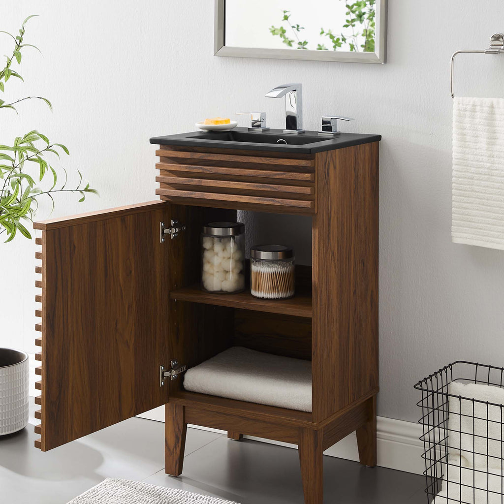 Rendu meuble-lavabo avec vasque noire incluse