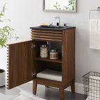 Rendu meuble-lavabo avec vasque noire incluse