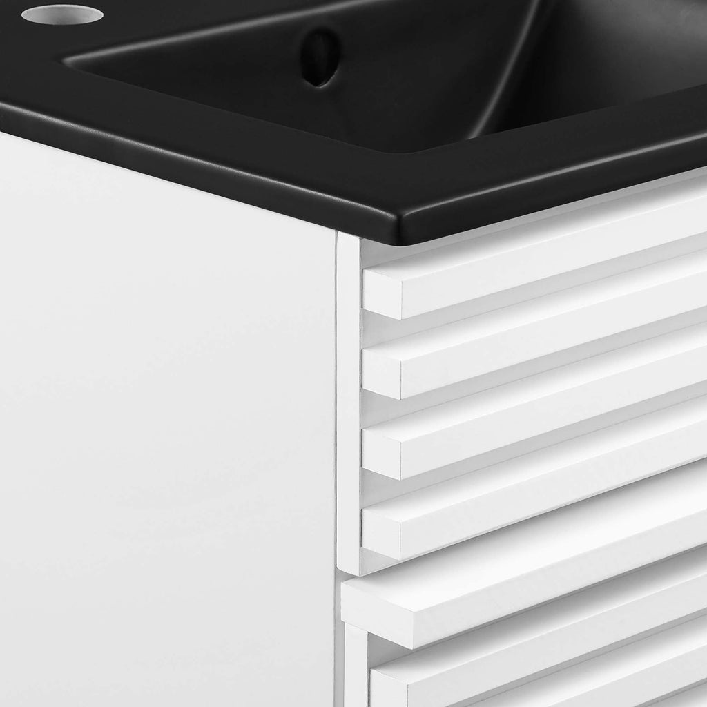 Rendu meuble-lavabo avec vasque noire incluse