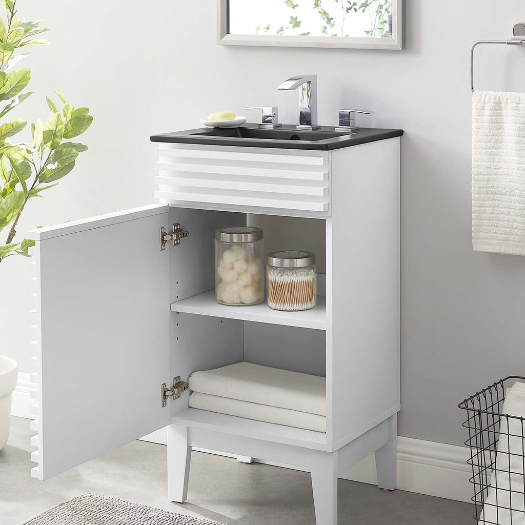 Rendu meuble-lavabo avec vasque noire incluse