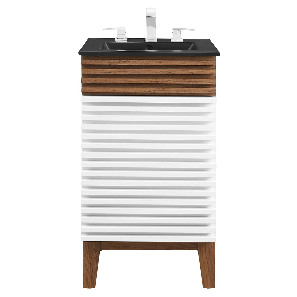 Rendu meuble-lavabo avec vasque noire incluse