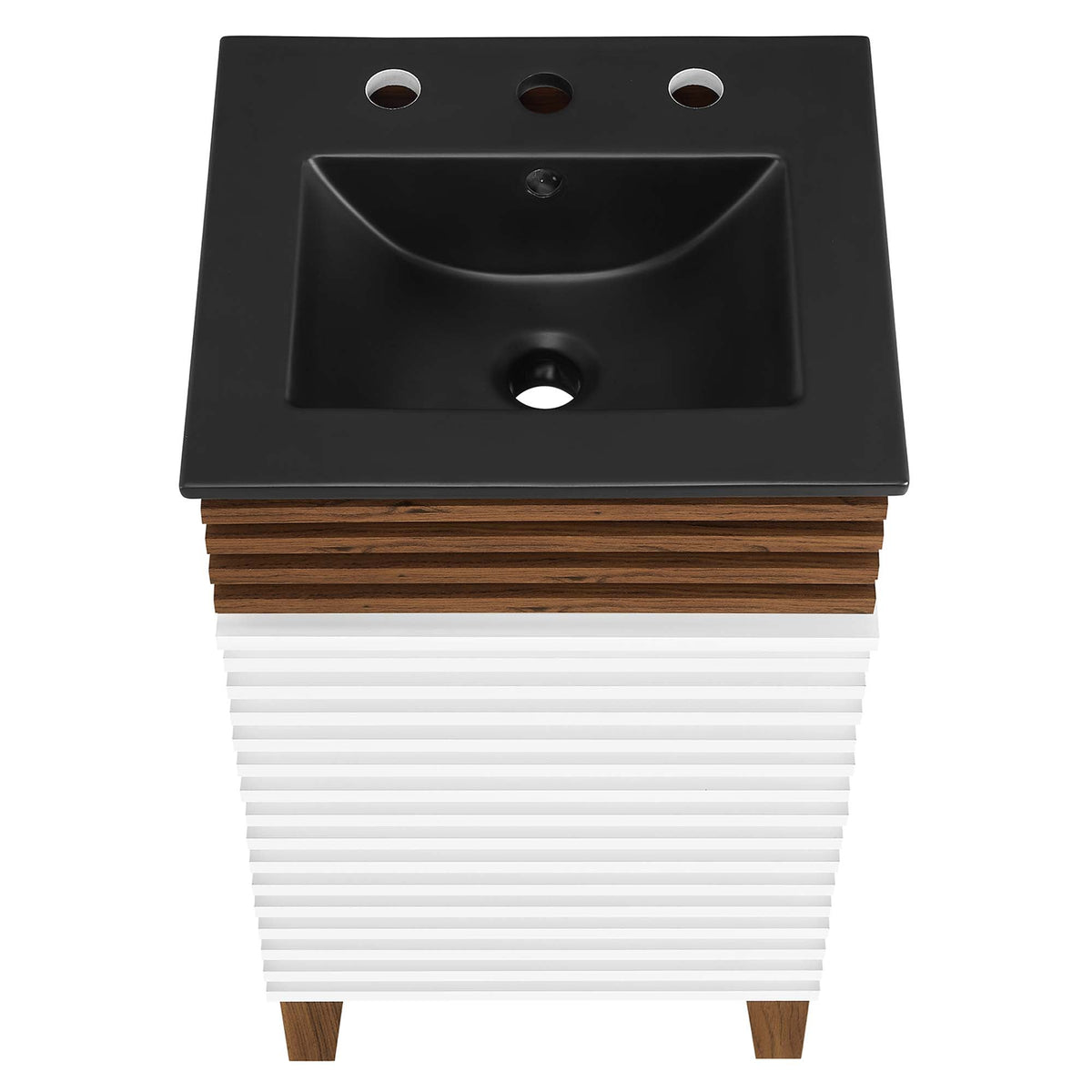 Rendu meuble-lavabo avec vasque noire incluse