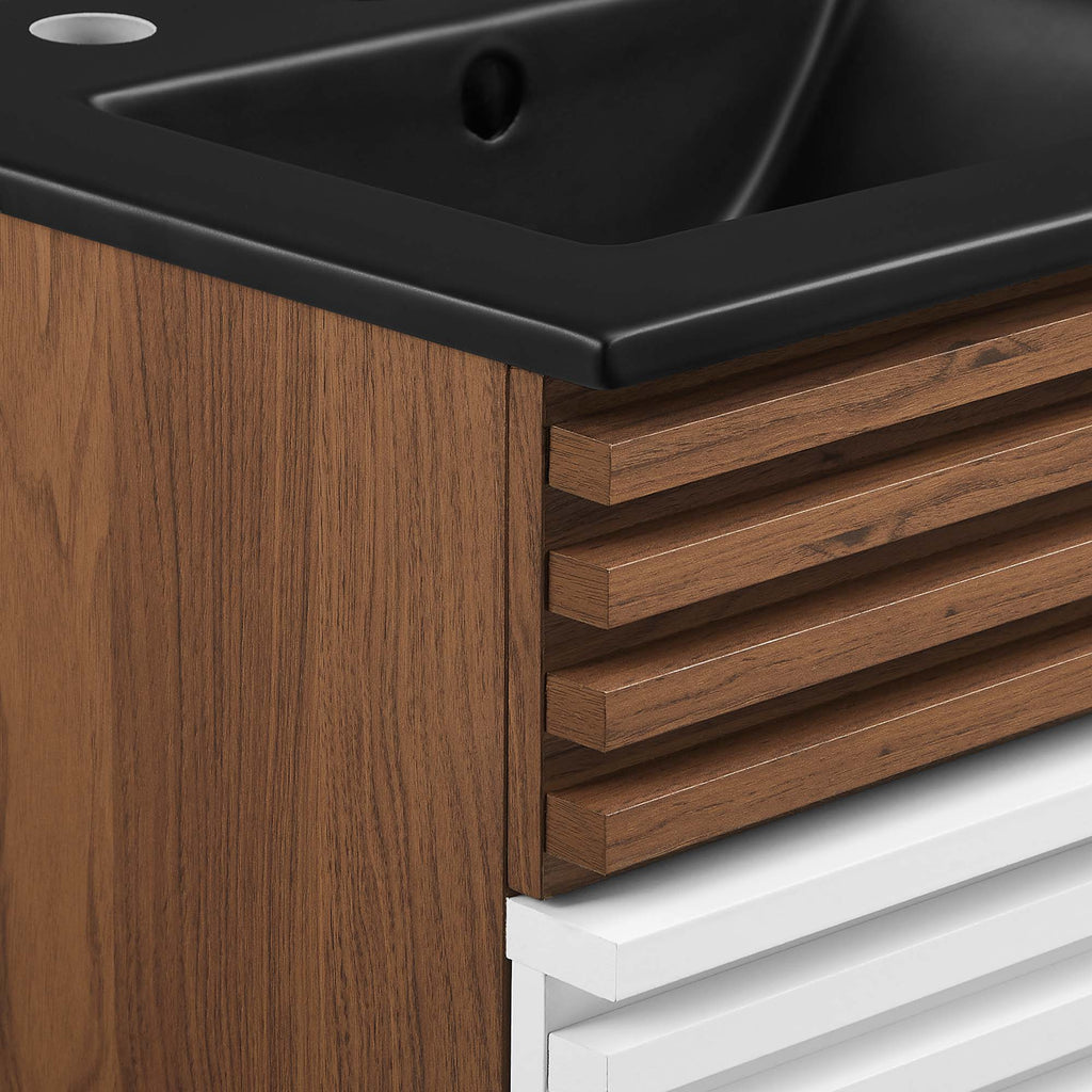 Rendu meuble-lavabo avec vasque noire incluse