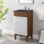 Rendu meuble-lavabo avec vasque noire incluse