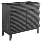 Rendu meuble-lavabo avec vasque noire incluse