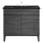 Rendu meuble-lavabo avec vasque noire incluse