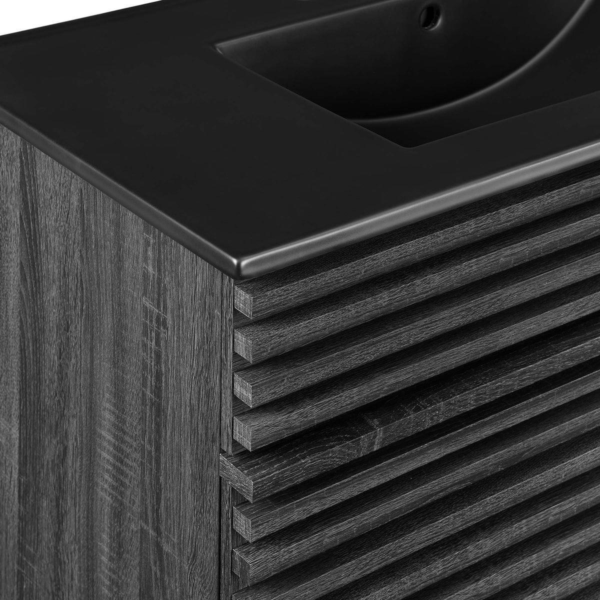Rendu meuble-lavabo avec vasque noire incluse