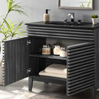 Rendu meuble-lavabo avec vasque noire incluse
