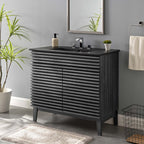 Rendu meuble-lavabo avec vasque noire incluse